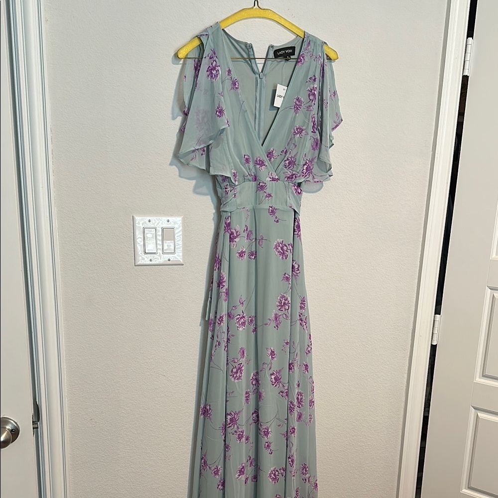 Floral Gray Maxi Dress